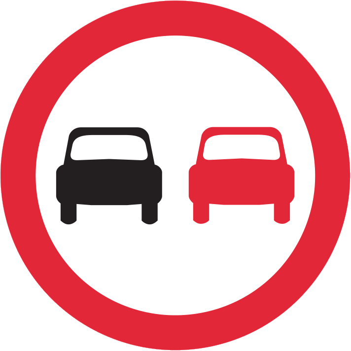 No Overtaking Regulatory Road Sign